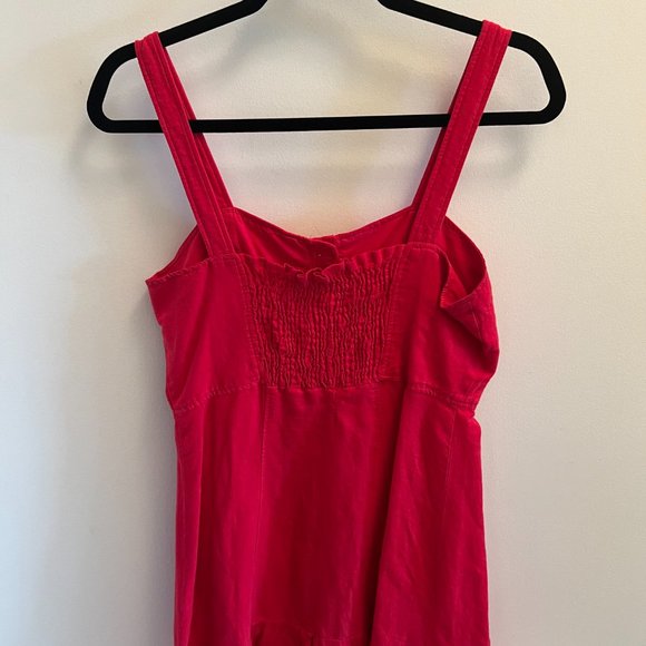 Red Button Down Mini Dress - Picture 6 of 8